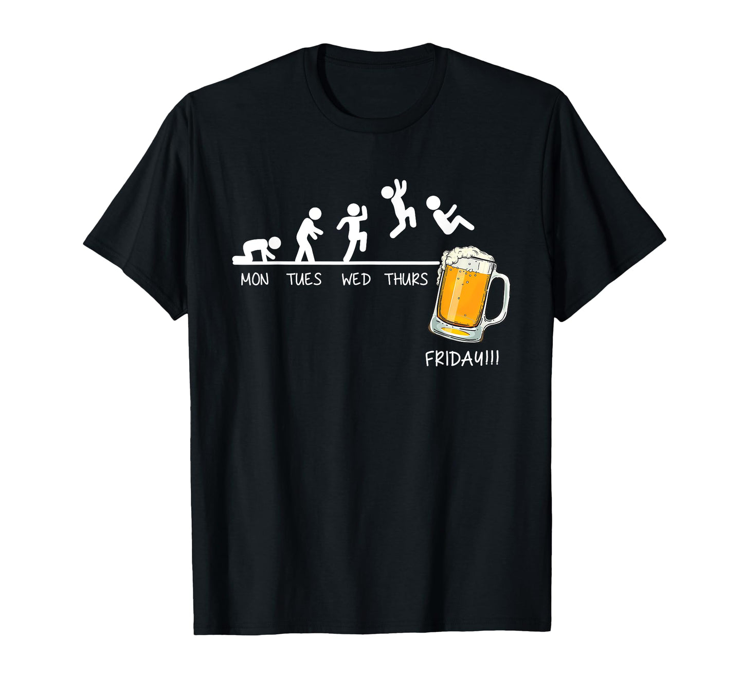 Funny Stickman Jumping Beer Days Of Week Friday Drink Beer T-Shirt