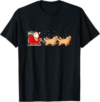 Golden Retriever Santa Christmas Sleigh Funny Labrador Xmas T-Shirt