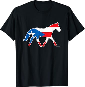 Horse Decal Style Puerto Rico Flag T-shirt for Equestrians T-Shirt