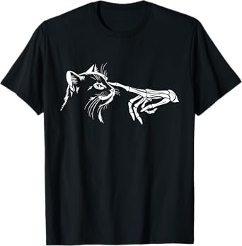 Cat Skeleton Hand Halloween Pet Women Girls Kids T-Shirt