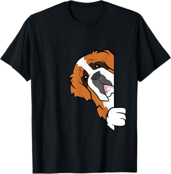 Cute Saint Bernard Dog Peeking From Side Funny Saint Bernard T-Shirt