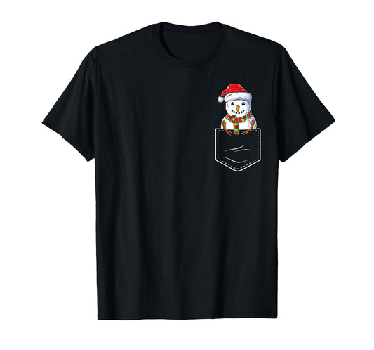 Funny Snowman In Pocket Christmas Kids Boys Girls Xmas T-Shirt
