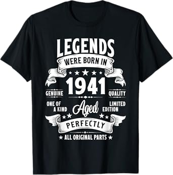 Vintage 1941 84 Year Old Gifts For Men Women 84th Birthday T-Shirt