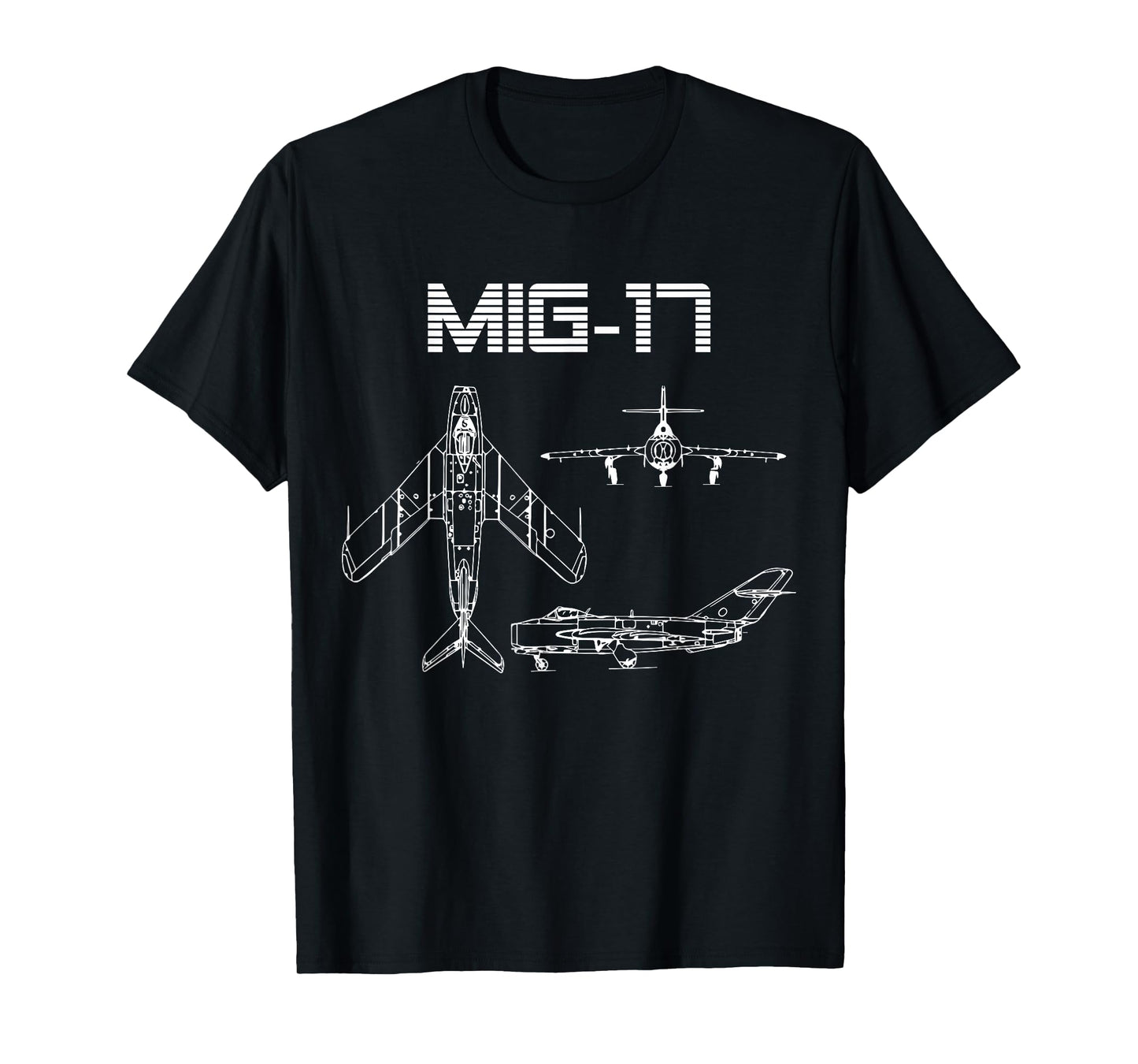 Mig-17 Soviet Plane Warbird Blueprint Schematics Diagram T-Shirt