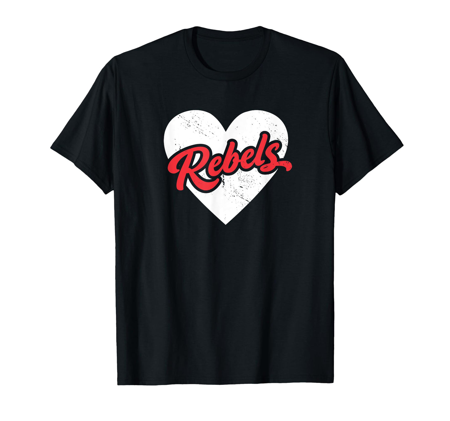 Vintage Rebels High School Go Rebels Pride Heart T-Shirt