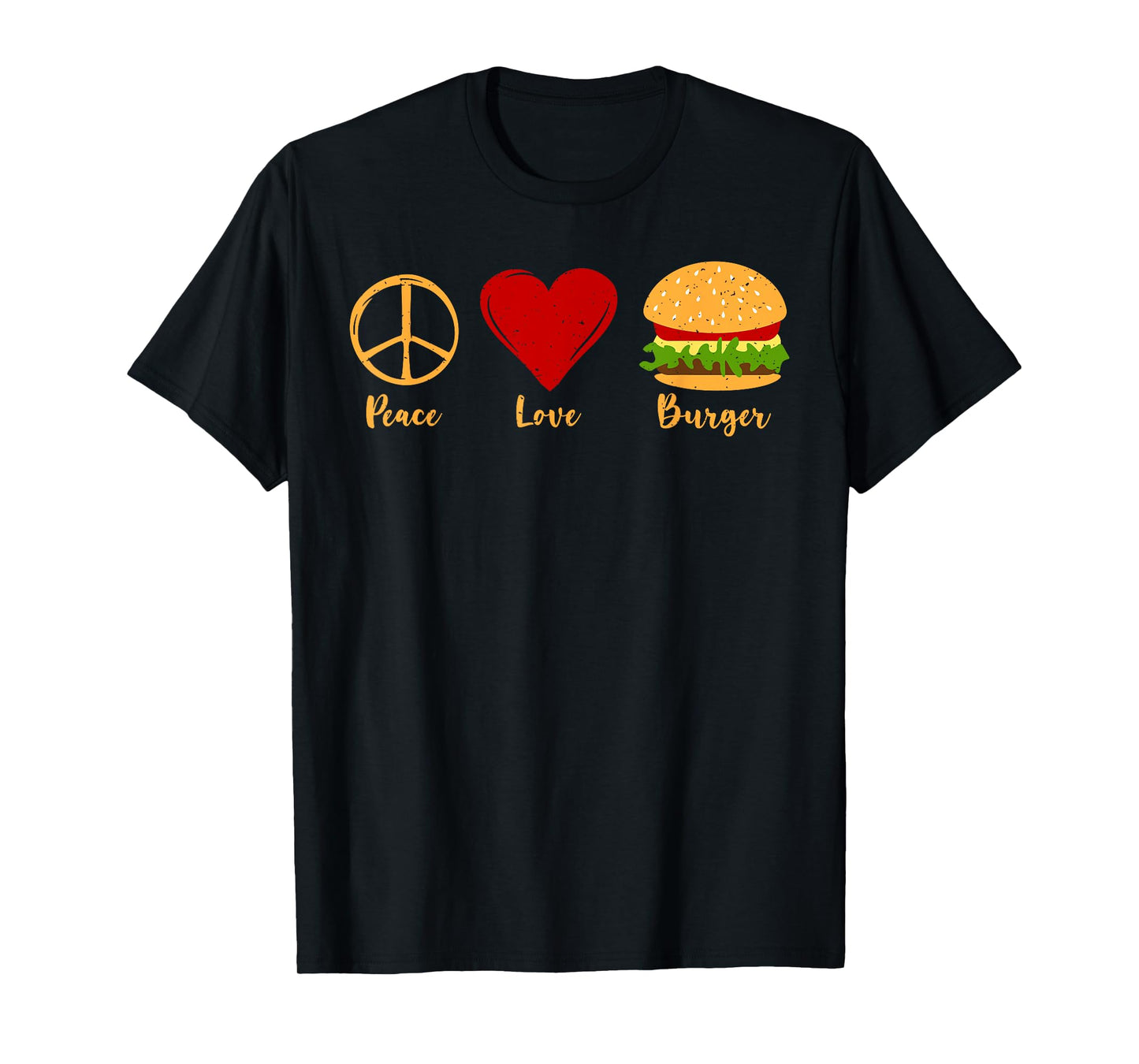 Hamburger Cheeseburger Peace Love Burger Fast Food T-Shirt