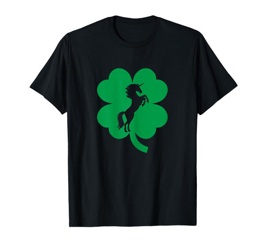 Unicorn Shamrock Four Leaf Clover St Patricks Day T-Shirt