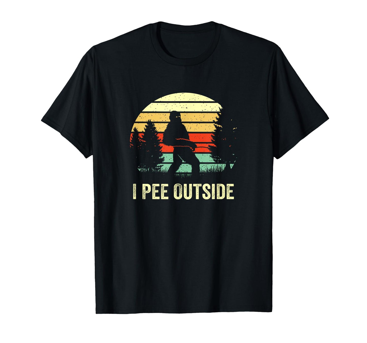 Retro Bigfoot Yeti Silhouette I Pee Outside Sasquatch Gifts T-Shirt