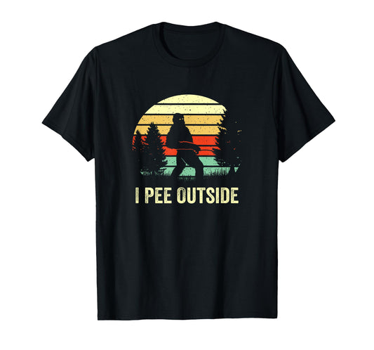 Retro Bigfoot Yeti Silhouette I Pee Outside Sasquatch Gifts T-Shirt