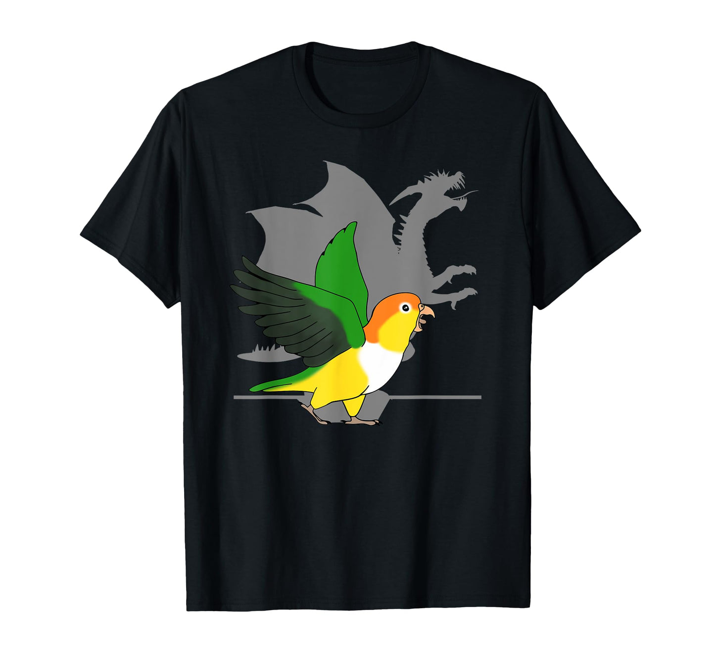 White Bellied Caique Dragon Shadow Funny Screaming Parrot T-Shirt