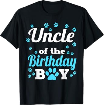Uncle Of The Birthday Boy Dog Paw Bday Party Celebration T-Shirt