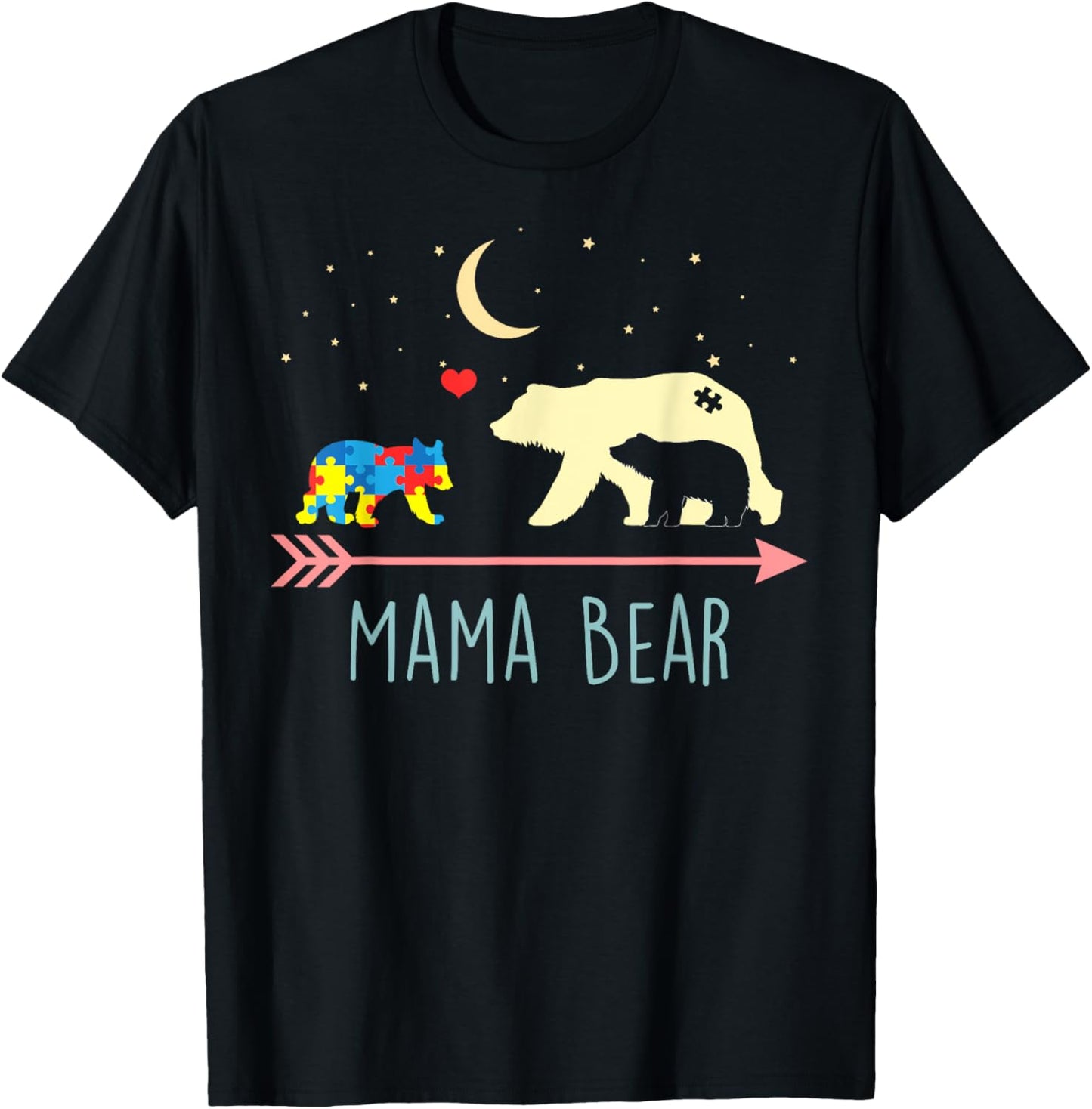 Autism Awareness Shirt Mama Bear with 2 Cubs T-Shirt T-Shirt