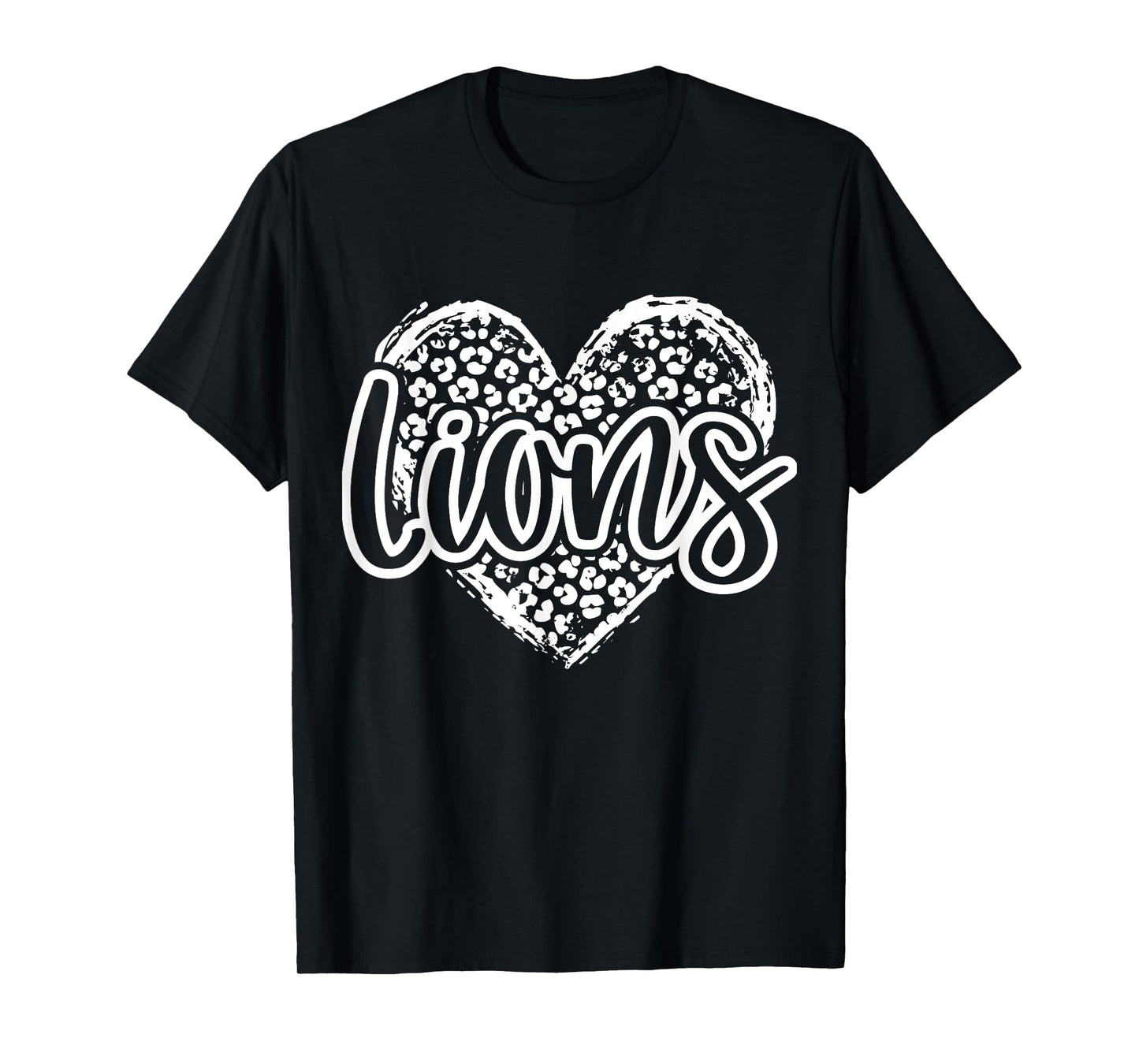 Leopard Cheetah Heart LIONS School Spirit Top Distressed T-Shirt