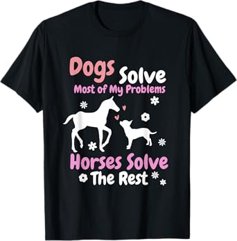 Dog And Horse Lover Art For Women Equestrian T-Shirt