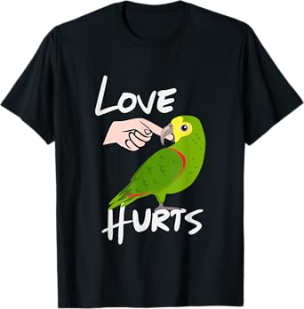 Love Hurts Yellow Head Amazon Parrot T-Shirt Valentine's Day T-Shirt
