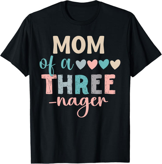 Mom Of A Threenager 3rd Birthday Matching Family Boho T-Shirt