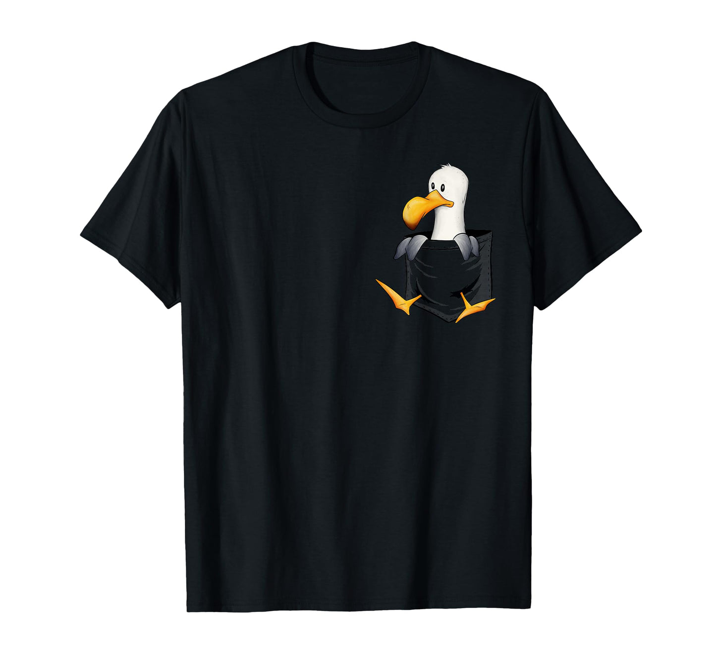 Funny Sea-Bird Drawing Cute Seagull In Pocket T-Shirt