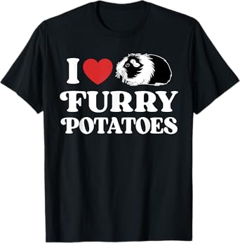 I Love Furry Potatoes Funny Guinea Pig Heart Design T-Shirt