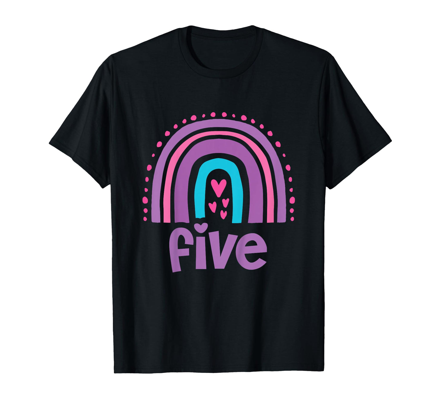 Girl's 5th Birthday Boho Rainbow Five 5 Years Old T-Shirt