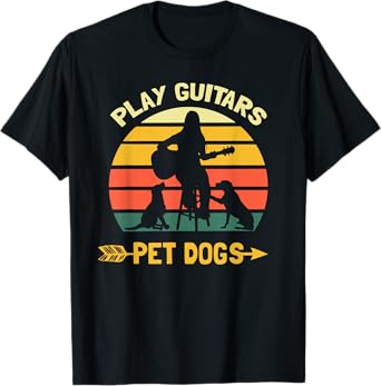Play Guitars Pet Dogs Funny Guitar Lover Guitarist Vintage T-Shirt