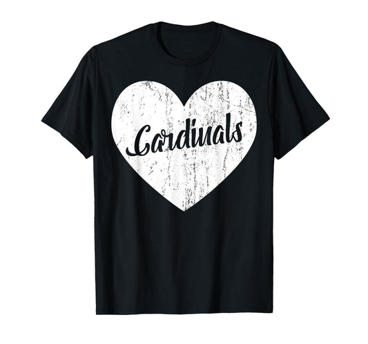 Cardinals School Sports Fan Team Spirit Mascot Heart Gift T-Shirt