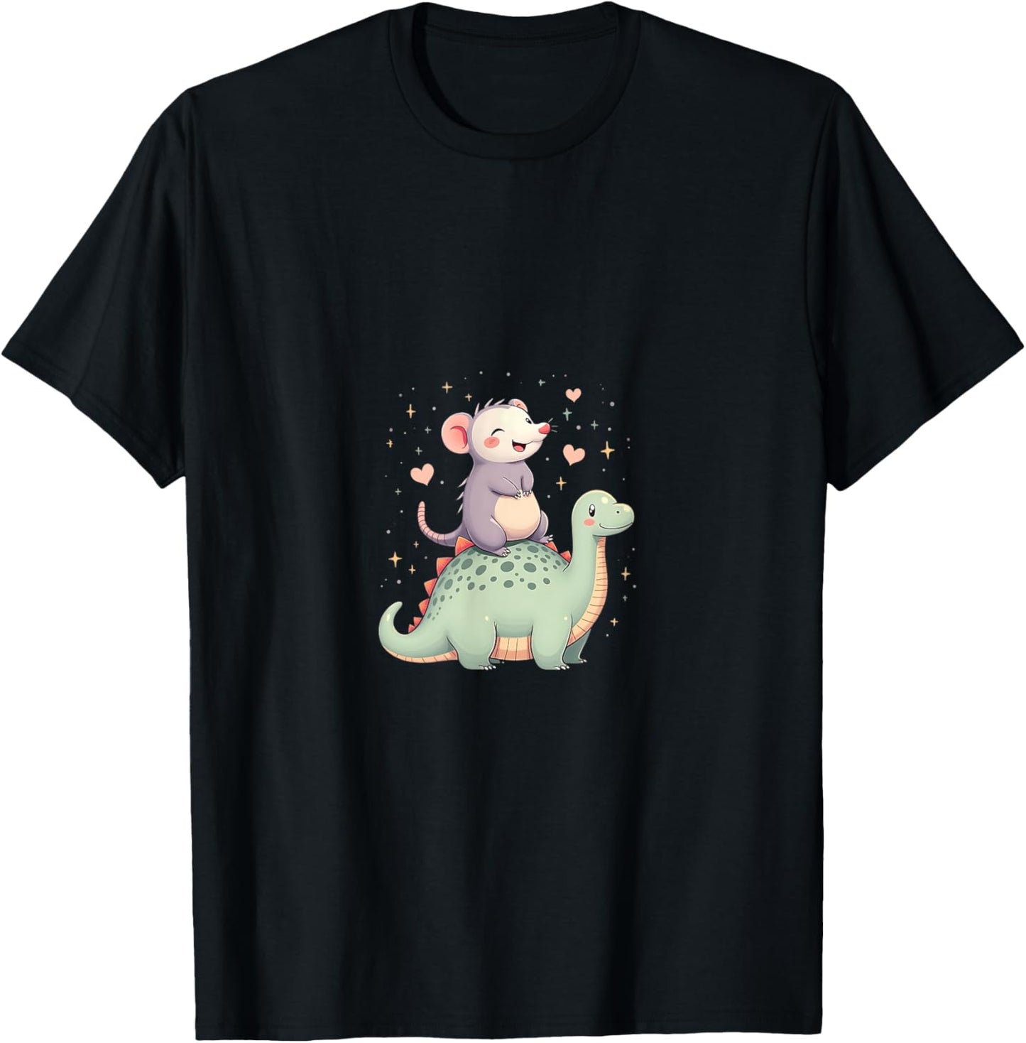 Funny Cute Opossum Riding Trex T-Shirt
