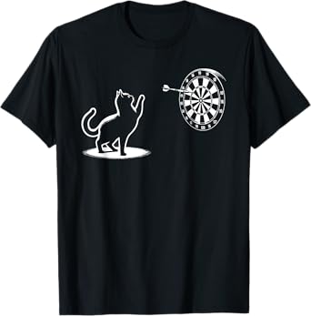 Cat Playing Darts Funny Cats Lover Kitten Dart Player T-Shirt