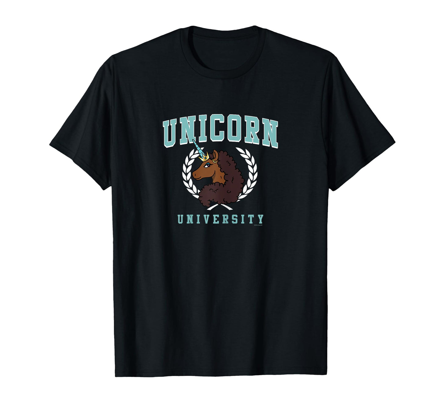 Afro Unicorn Unique Unicorn University Collegiate Logo T-Shirt