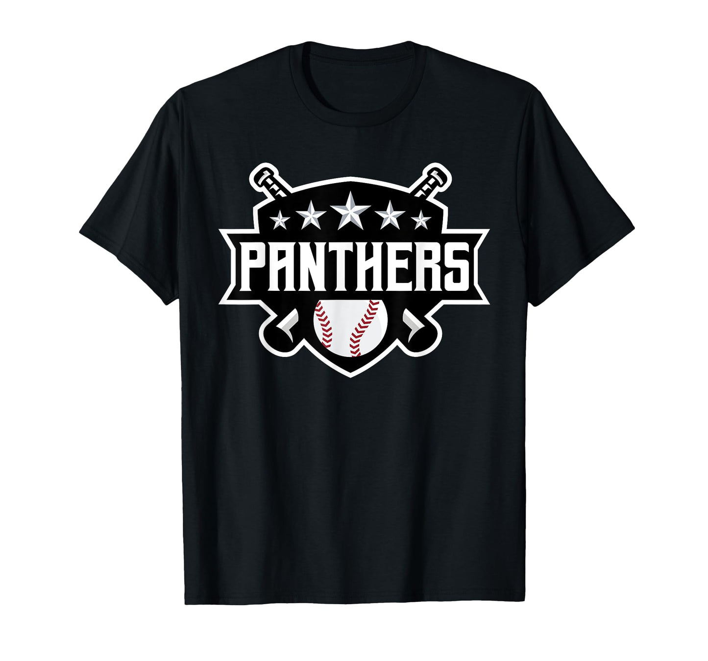 Panthers Baseball Sports Game Day Spirit Print Stars Mom Dad T-Shirt