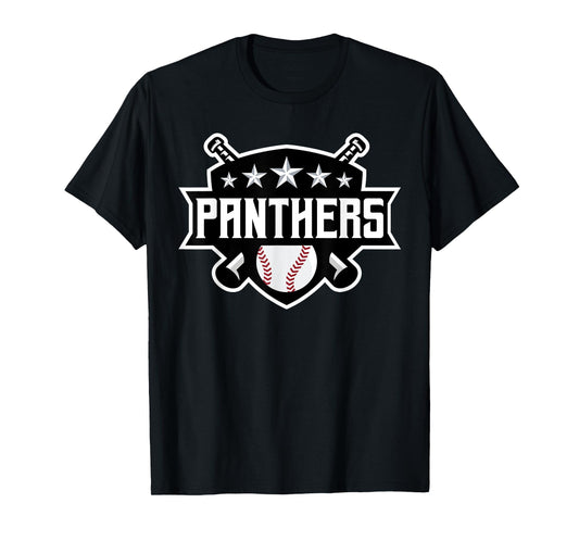 Panthers Baseball Sports Game Day Spirit Print Stars Mom Dad T-Shirt