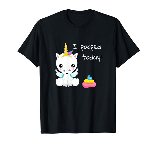 I pooped today cute white unicorn T-shirt T-Shirt