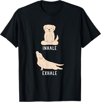 Inhale Exhale Labrador Retriever Funny Yellow Lab Dog Yoga T-Shirt for Men Women Kids