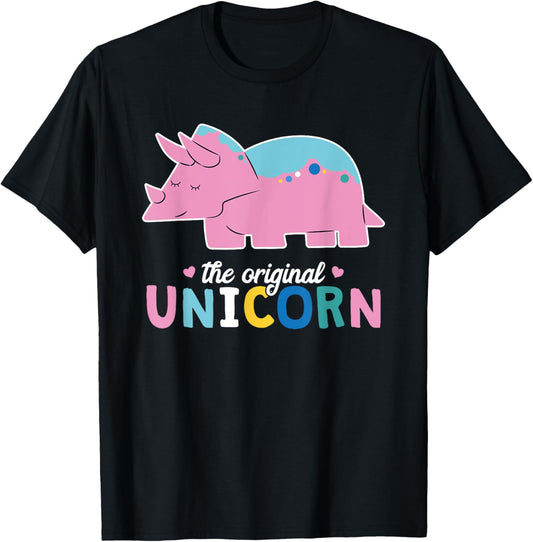 Dino Puns Original Unicorn Triceratops Pink Dinosaur Girls T-Shirt
