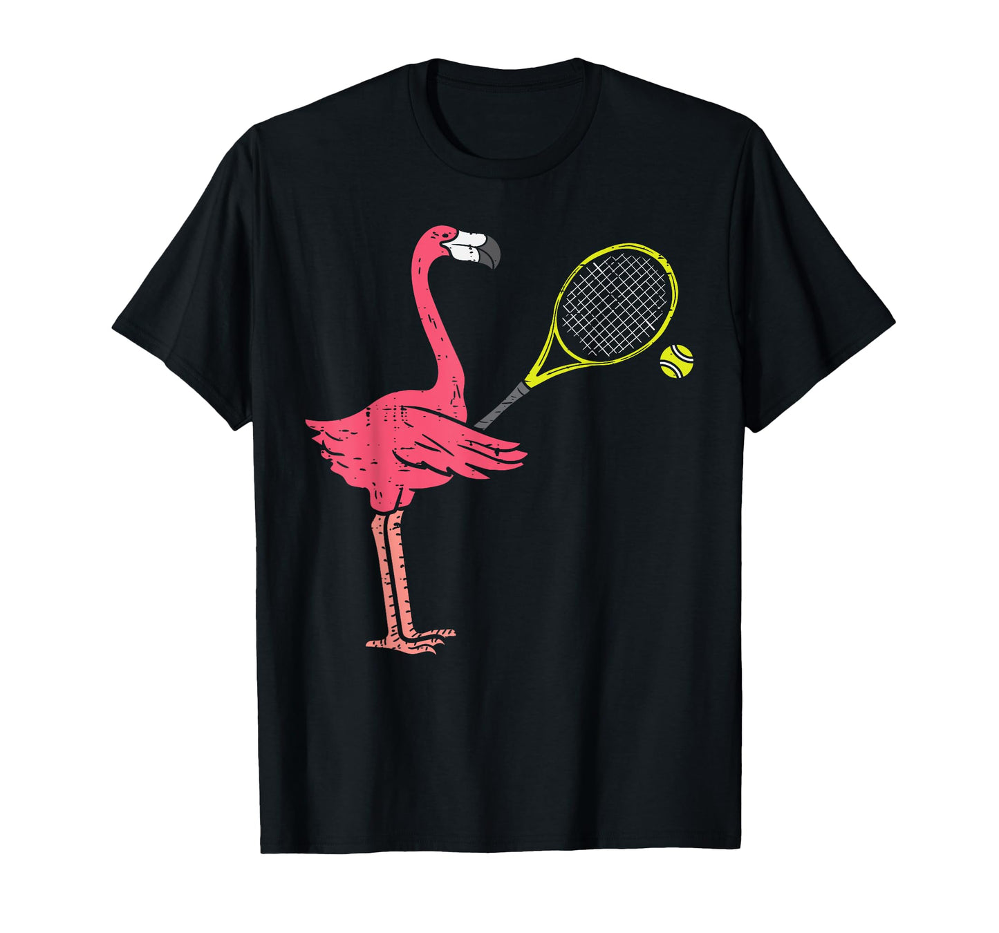Flamingo Playing Tennis Funny Bird Player Men Women Kids T-Shirt