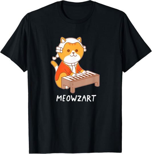 Meowzart Cat T-Shirt Pun Classical Music Piano Funny T-Shirt