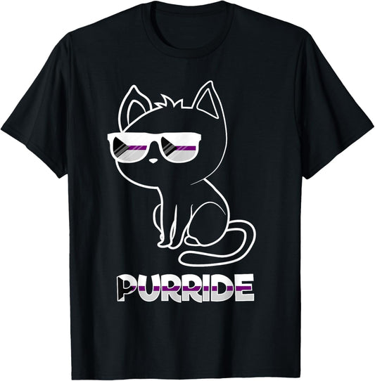 Purride Demisexual Flag Sunglasses Gay Pride Cat Lover Gift T-Shirt