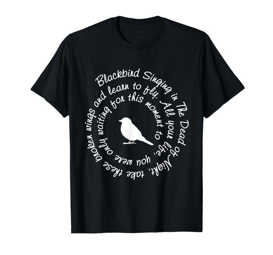 Blackbirds Singing In The Dead Of Night Vintage Retro Birds T-Shirt