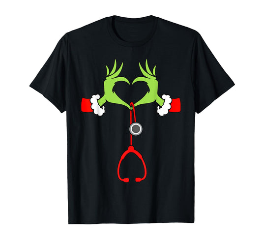 Nurse Christmas Stethoscope Nurses Xmas Pajamas PJs Women T-Shirt