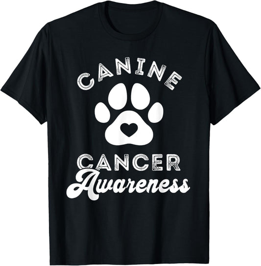 Canine Cancer Awareness Pet Awareness Heart Paw Print T-Shirt