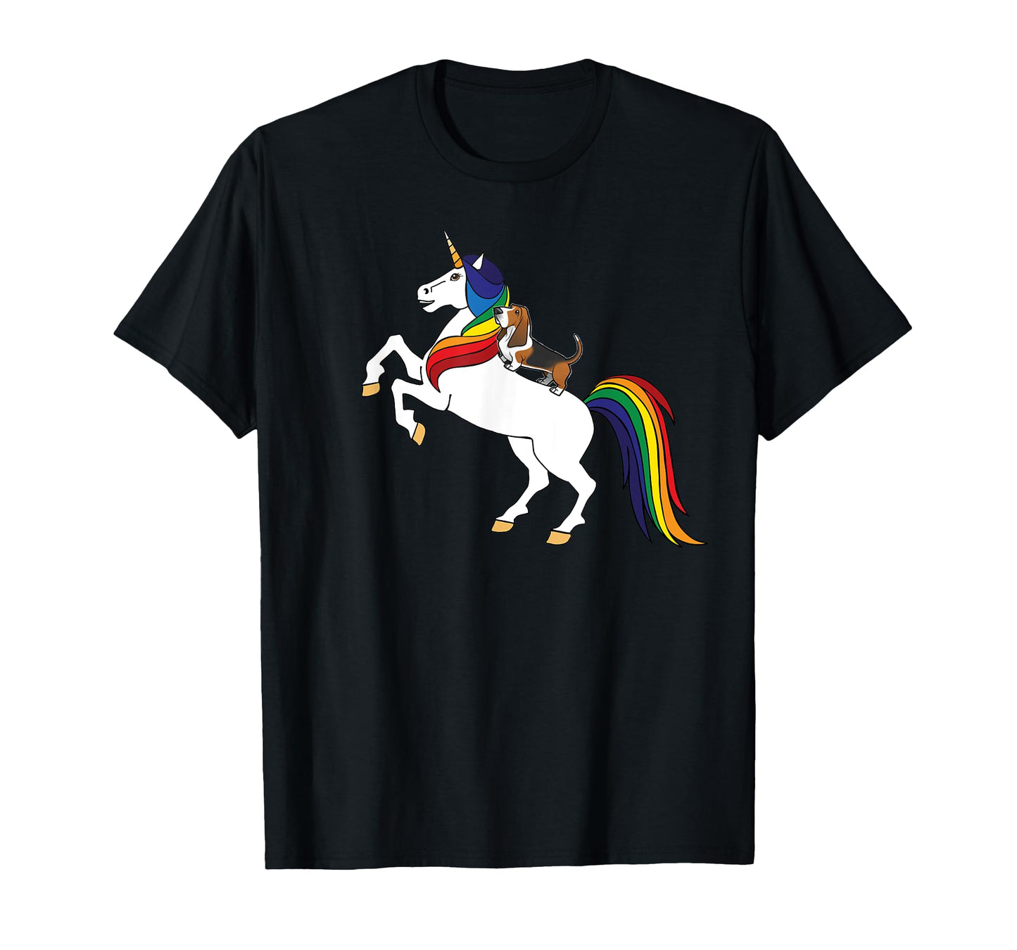 Kids Womens & Girls Rainbow Unicorn Basset Hound Lover T-Shirt
