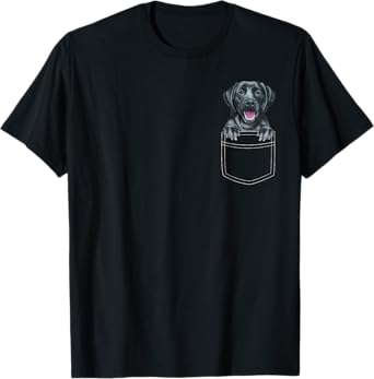 Black Labrador Retriever Dog In Pocket Funny Dog Lover Men Women Girls Kids T-Shirt