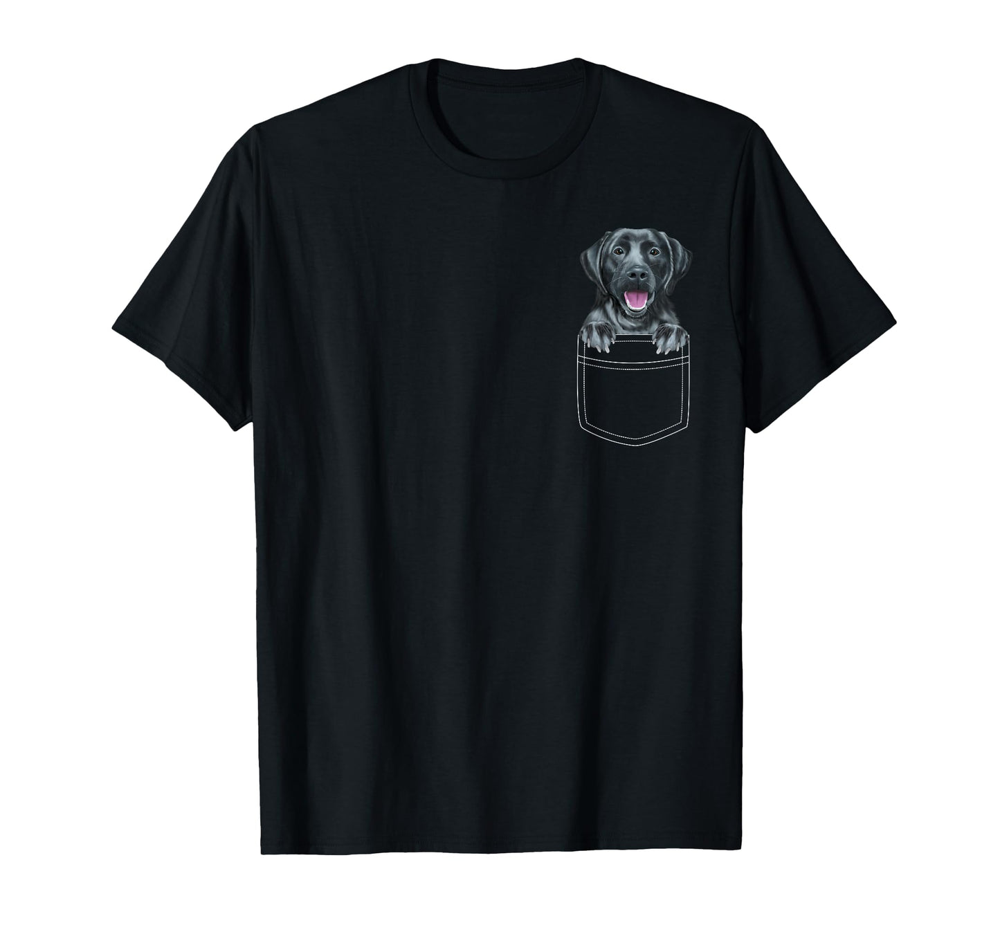 Black Labrador Retriever Dog In Pocket Funny Dog Lover Men Women Girls Kids T-Shirt