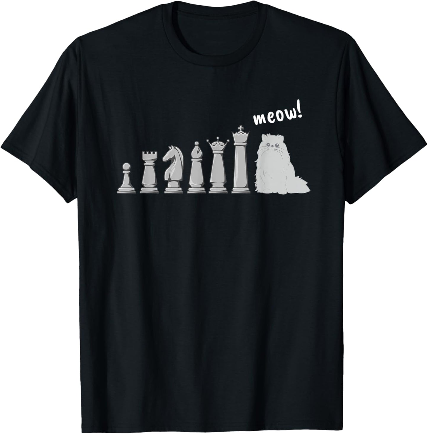 Cat Chess Pawn Meow Funny Chess Player T-Shirt