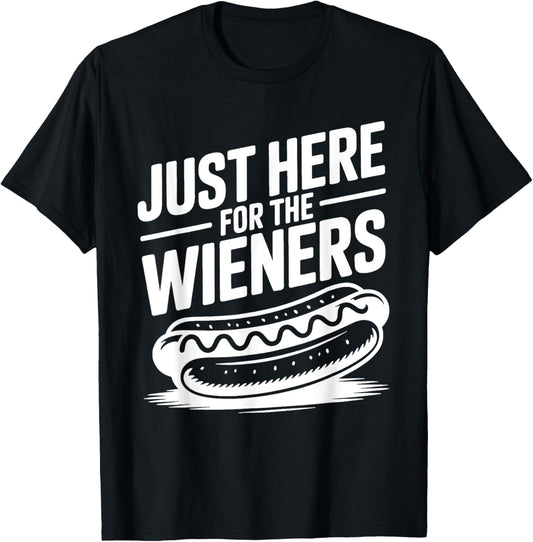 Vintage I'm Just Here For The Wieners 4th Of July Hot Dog T-Shirt