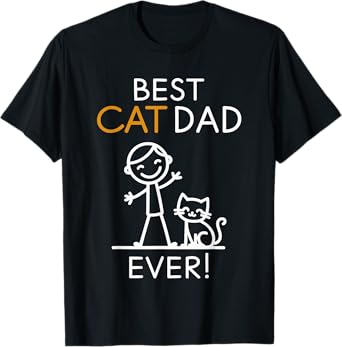 Best Cat Dad Ever Whimsical Line Art T-Shirt