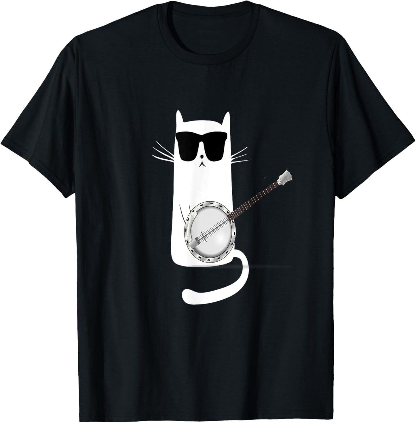 Funny Cat Wearing Sunglasses Playing Banjo T-Shirt