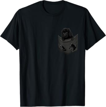 Black Poodle Dog In Pocket Men Women Girls Kids T-Shirt