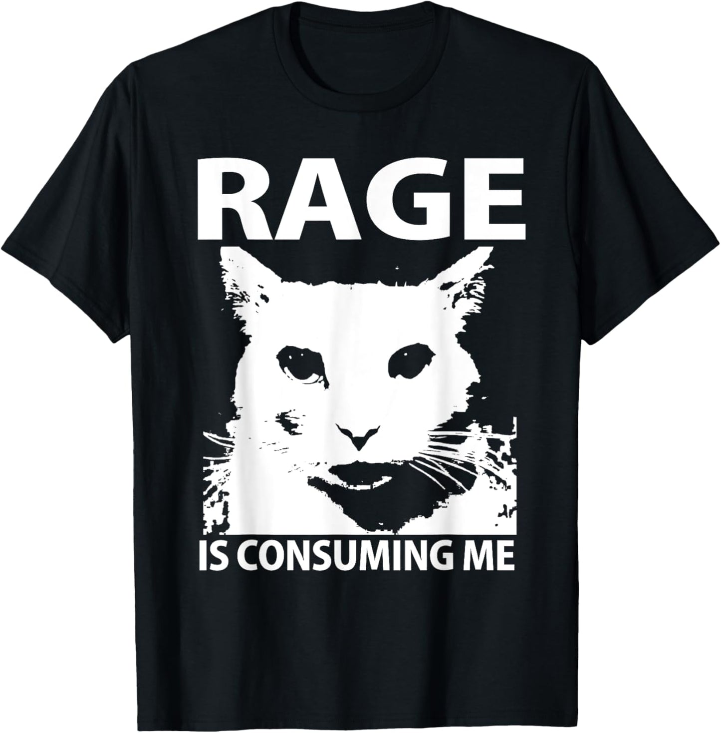 Rage is Consuming Me Silly Staring Cat Meme T-Shirt