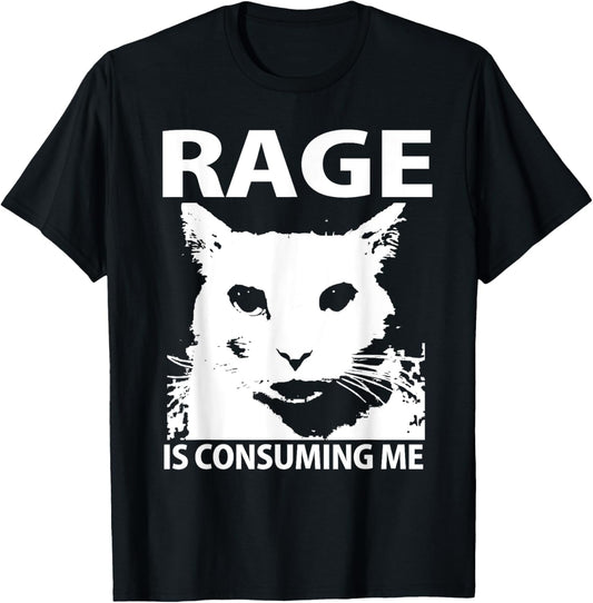 Rage is Consuming Me Silly Staring Cat Meme T-Shirt