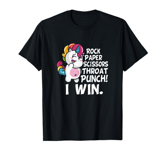 Rock Paper Scissors Throat Punch I Win Unicorn Outfit T-Shirt